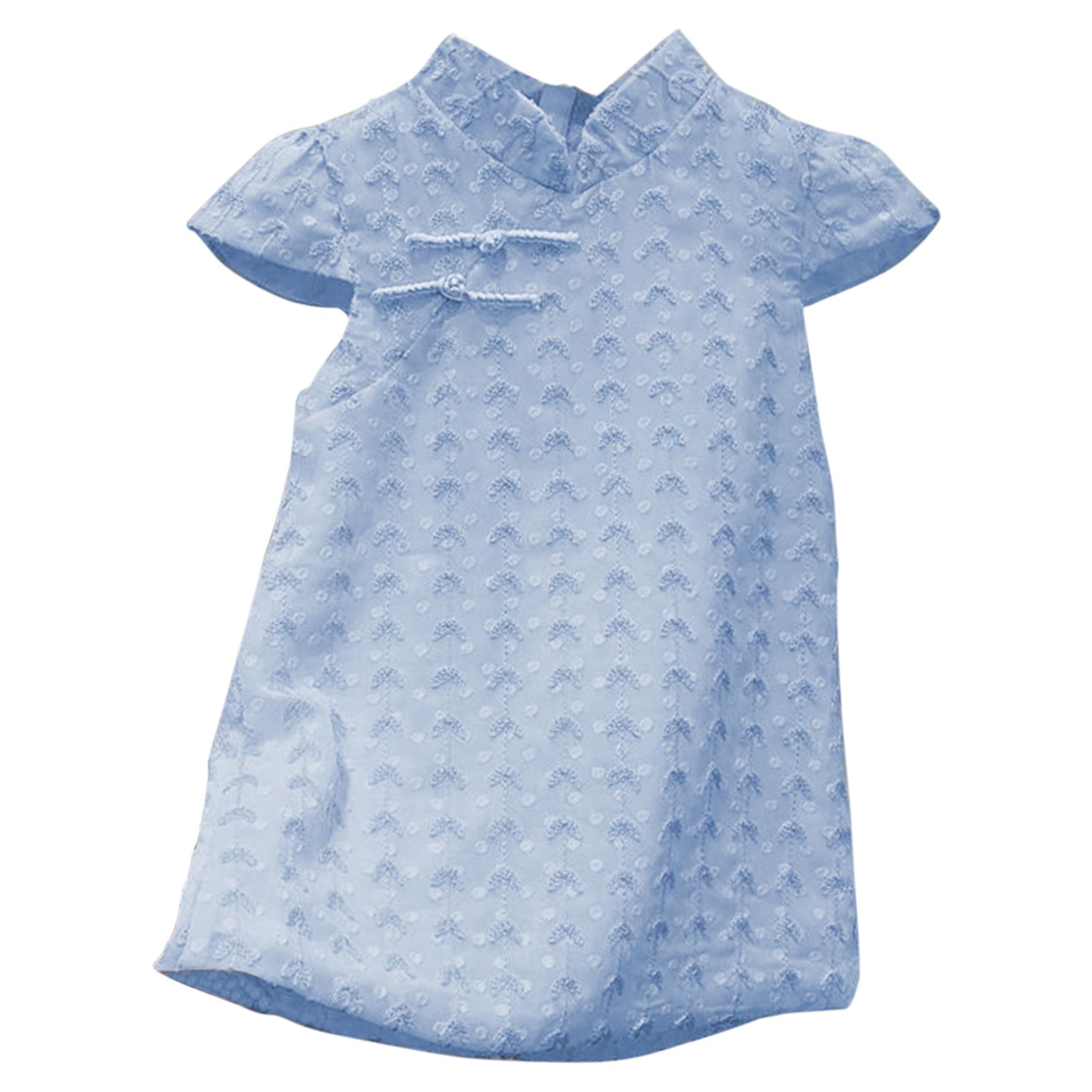 JSCDRPDWL Flower Girl Dress Kids Baby Girls Summer Casual Short Sleeves Cheongsam Party Princess Dress Clothes Chinese Wind Dresses Girls' Fashion Blue 18-24 Months